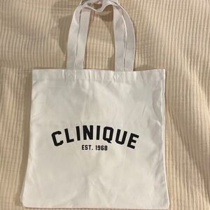 Clinique Canvas Tote Bag – Est. 1968 – White 17 x 15”
